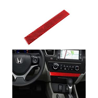 Imagem de JEZOE Adesivos de fibra de carbono vermelho acessórios decorativos interiores do carro, para Honda Civic Coupe 2013 2014 2015 estilo do carro