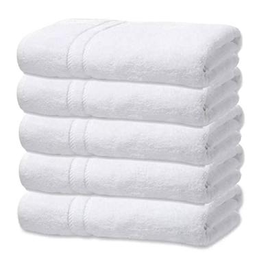 Imagem de Kit 5 Toalhas de Banho Branca Hotel Macia Felpuda - Prata - Costura Dupla Reforçada (Branco Off White)