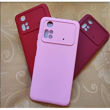 Imagem de Capa Para Celular Xiaomi Poco M4 Pro 4g Case Aveludada Por Dentro Acabamento Premium (ROSA BEBE)