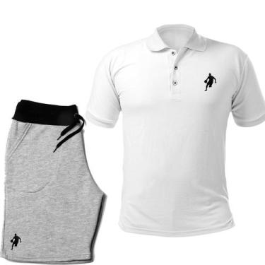 Imagem de Kit Dibre Camiseta Gola Polo E Bermuda Moletom Casual Confortável  Tro