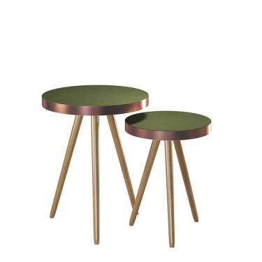 Imagem de Conjunto de Mesas Laterais Malaga Pés Castanho - Salaone