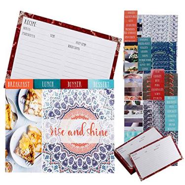 Imagem de Pacote com 50 cartões de receita premium 4x6 com divisórias de cartão, cartões de receita em branco de papelão grosso para casamentos em chá de panela e outras ocasiões especiais