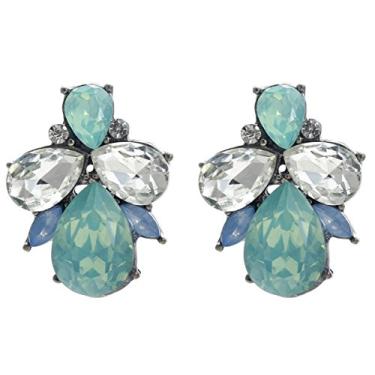 Imagem de Brincos de casamento Art Deco estilo vintage retrô antigo de espuma marinha verde menta tiffan azul opala strass madrinha casamento festa de casamento