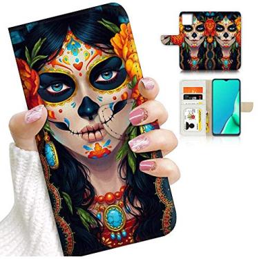 Imagem de para iPhone 12 Pro Max, capa de telefone carteira projetada com flip, A24261 Day of Dead Sugar Skull 24261