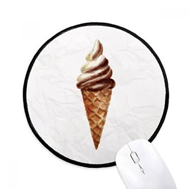 Imagem de Tapete de mouse com padrão de sorvete doce chocolate marrom desktop escritório tapete redondo para computador