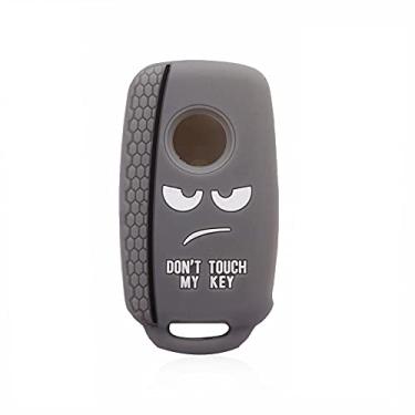 Imagem de YJADHU Capa de silicone para chave de carro com 3 botões, adequada para VW Golf Polo Passat Scirocco Tiguan, adequada para assento Skoda Octavia, cinza
