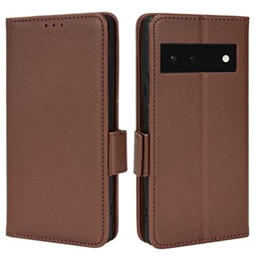 Imagem de YINGDAFENG Capa para Google Pixel 7, capa carteira de couro PU com slots para cartão recurso de suporte e fecho magnético à prova de choque TPU capa interna para mulheres e homens, marrom