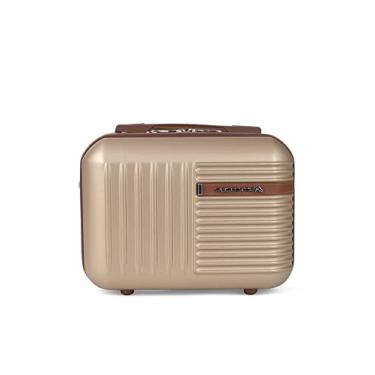 Imagem de Frasqueira Mão Bordo Bolsa Maleta Necessaire Viagem Maquiagem M (Champanhe)