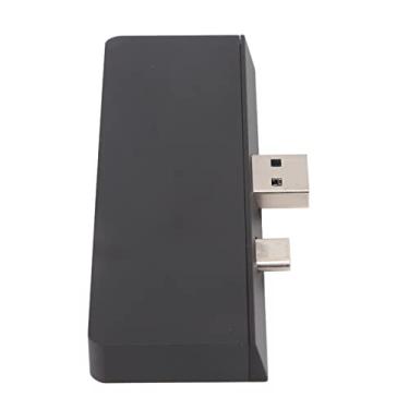 Imagem de Docking Station USB-C, Interface Multimídia 4K HD, Transferência de Dados, Duas Portas USB 3.0, Hub USB-C Compacto Portátil, Corpo Em Liga de Alumínio para Viagem (Preto)