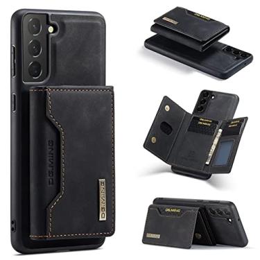 Imagem de Capa de telefone estilo carteira 2 em 1 estilo retrô com função de suporte magnético para OnePlus 9RT N200 N20 N2 9R Ace 10R 9 10 Pro 5G 4G Capa traseira protetora à prova de queda (preta, Samsung A21S)