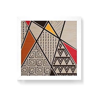 Imagem de Arte Maníacos Quadro decorativo com moldura caixa branca em Madeira - Textura Africana Linhas - 30x30cm