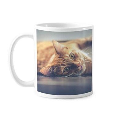 Imagem de Caneca de foto de gato amarelo animal caneca cerâmica café porcelana louça