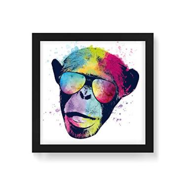 Imagem de Arte Maníacos Quadro Decorativo Macaco Color Fundo Branco - 30x30cm (Moldura em laca preta)