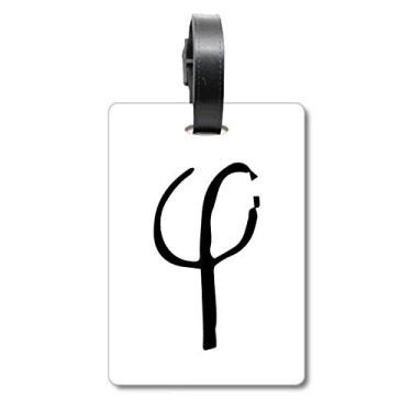 Imagem de Etiqueta de mala com silhueta grega Phi preta com etiqueta de bagagem para cartão de bagagem