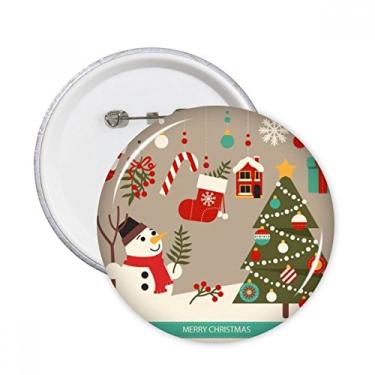 Imagem de Presente de boneco de neve com estampa de boneco de neve e broche redondo para decoração de roupas, presente 5 peças
