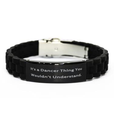 Imagem de SpreadPassion It's a Dancer Thing You Wouldn't Understand. Bracelete com fecho glidelock preto dançarino, melhor presente de dançarina, pulseira gravada para homens e mulheres