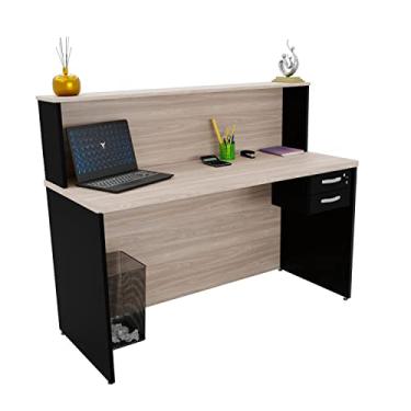Imagem de Balcão Atendimento Recepção Consultório 1200x600 C/Gaveteiro (Carvalho)