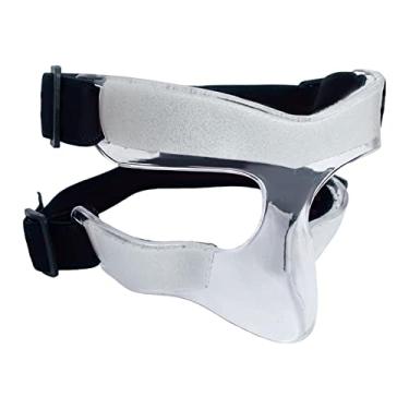 Imagem de #N/a Protetor esportivo para máscara de, cobertura facial ajustável, protetor facial de beisebol para nariz quebrado, protetor, Corda Preta Meia Face