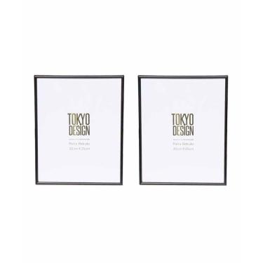 Imagem de Kit 2 Porta Retrato em Metal Vidro Foto 20x25 Moldura Preto