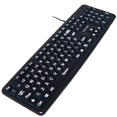 Imagem de Adesivos Teclado Letras Grandes Etiquetas Português Inglês para pessoas com baixa visão (Preto)