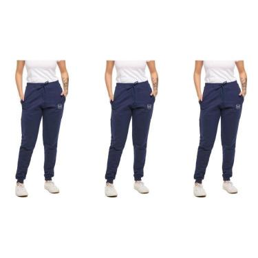 Imagem de Kit 03 Calças de Moletom Jogger Feminina Slim Sport Wooks-Feminino