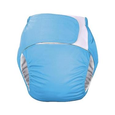 Imagem de Kokiya Fraldas de pano para adultos, lavável à prova de vazamento, roupa íntima protetora rápida para secar respirável ajustável para idosos, azul claro