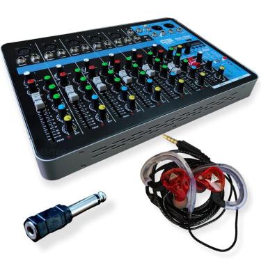 Imagem de Console Mesa De Som Mixer 7 Canais Fone Retorno Vermelho