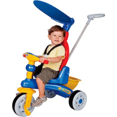 Imagem de Moto Motoca Triciclo Infantil Tico Tico Fit Trike Pedal c/ Empurrador c/ Capota - Azul - Magic Toys
