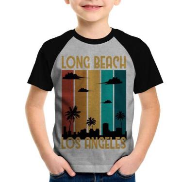 Imagem de Camiseta Raglan Infantil Long Beach Los Angeles - Foca Na Moda