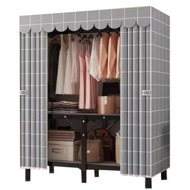 Imagem de Armário de guarda-roupa de liga de ferro com capa de pano Armário de guarda-roupa portátil Armário de armazenamento de grande capacidade Roupeiros extra resistentes