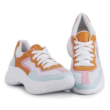 Imagem de Tênis Feminino Flatform Sola Alta Confortável Cor:Laranja;Tamanho:39;Genero:Feminino