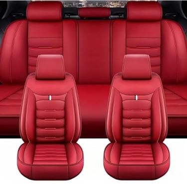 Imagem de Conjunto completo de capas de assento de carro para Audi S5 8T (2 portas) Coupe 2007-2010 2011 2012 2013 2014 2015 2016, 5 assentos antiderrapantes à prova d'água respirável protetor de assento de couro acessórios, vermelho