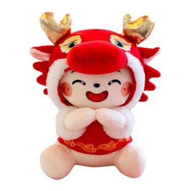 Imagem de YIJU Animal de pelúcia dragão boneca de pelúcia primavera festival boneca presente de aniversário ano novo dragão brinquedo para reuniões hotel casa, 36 centímetros
