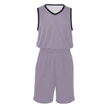 Imagem de CHIFIGNO Camisetas e shorts de basquete para homens de secagem rápida para qualquer esporte, Violeta claro, XXG