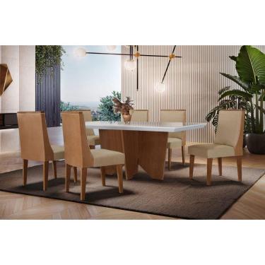 Imagem de Sala de Jantar Completa com 6 Cadeiras 1,80x0,90m - Nevada - Móveis Rufato