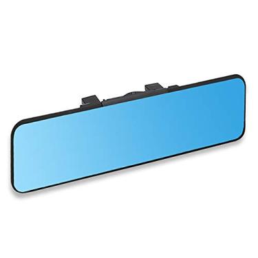 Imagem de SkycropHD Espelho retrovisor interno antirreflexo para carro, espelho retrovisor panorâmico de ângulo amplo para eliminar pontos cegos – plano, azul, 290 mm (11,2 pol.)