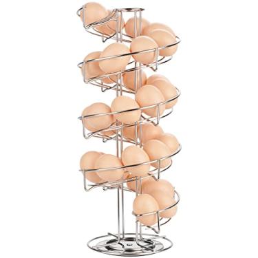 Imagem de Toplife Espiral Design Aço Inoxidável Ovo Skelter Dispenser Rack Armazenamento Display Rack, Prata