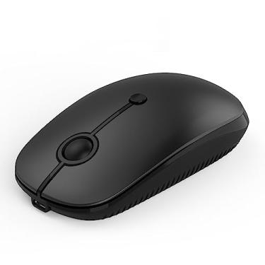 Imagem de Mouse sem fio Bluetooth, 3 modos (Bluetooth duplo + USB), mouse Bluetooth recarregável, mouse silencioso sem fio com receptor USB, mouse de viagem de 3 DPI para laptop, PC, MacBook, iPad, tablet -