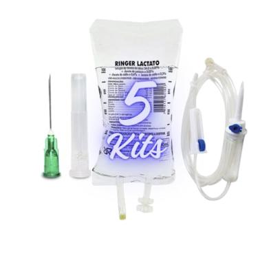 Imagem de RINGER LACTATO 500ML COM EQUIPO E AGULHA 25X8 COM 5 UNIDADES