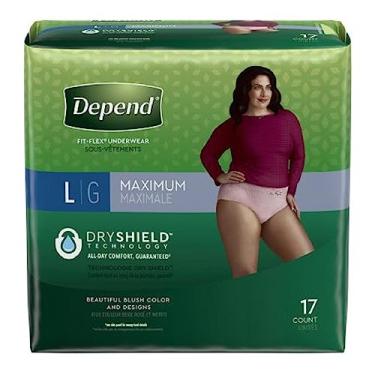 Imagem de Depend FIT-FLEX Roupa íntima adulto grande descartável com absorção pesada, 48124 – Pacote com 17