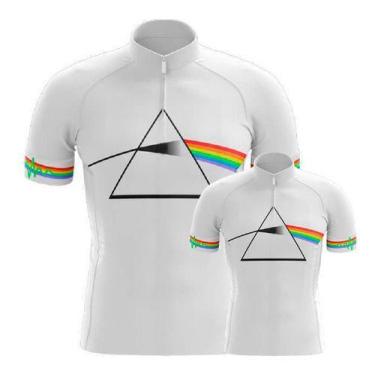 Imagem de Conjunto Camisa Ciclismo Pink Floyd Branco Pai E Filho Esportiva Bike