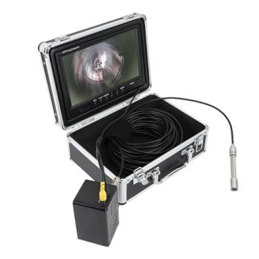 Imagem de Câmera de Inspeção de Esgoto, Visão Noturna Tela LCD TFT HD de 9 Polegadas Câmera Boroscópio de Aço Inoxidável 17mm 20m IP68 à Prova d'água Com Luzes de Tubo LED (ABS, liga de