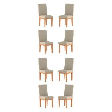 Imagem de Kit 8 Cadeiras Estofadas Para Sala De Jantar bege