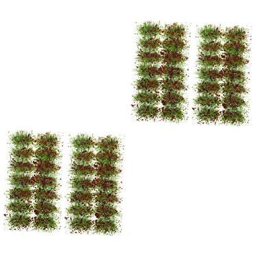 Imagem de SEWACC 4 Caixas Galpão de grama ornamento em miniatura cenário de arquitetura Grama artificial Decoração de paisagem plantar grama falsa adorno de casa em miniatura enfeite de festa denso