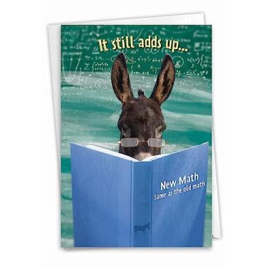 Imagem de NobleWorks - 1 cartão de aniversário fofo com envelope - Animais selvagens engraçados e animais de estimação, saudação de aniversário - Donkey New Math C9600BDG