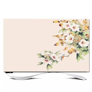 Imagem de Capa protetora contra poeira para TV LCD Peony interna, protetor de tela de TV extensível para pendurar em mesa curva LED à prova de poeira capa de quarto sala de estar capa de aparelho de TV