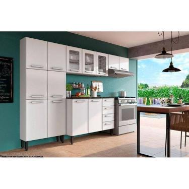 Imagem de Cozinha Modulada Completa Gourmet 4pçs (2 Armários 1 Balcão 1 Paneleiro) C4P64 Branco - Bertolini