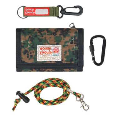 Imagem de Carteiras infantis Rough Enough para meninos e meninas com três dobras, chaveiro, cartão e carteira para presentes, Camuflagem, 5 x 3.4 inch, Casual