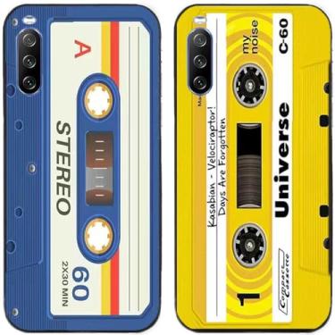 Imagem de 2 peças de fita cassete compacta impressa TPU gel silicone capa de telefone traseira para Sony Xperia Series (Sony Xperia 10 V)
