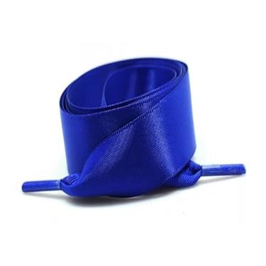 Imagem de Silk Satin Ribbon Shoelaces Width Flat Shoelace Boots Sneakers Colourful Laces For Shoes Accesories (Color : Royal blue, Size : 120cm)